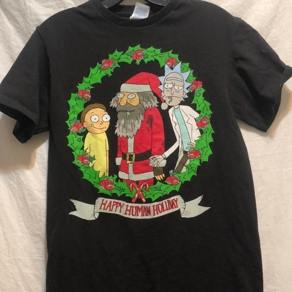 Rick and Morty Happy Human Holiday T-shirt - Picture 1 of 6